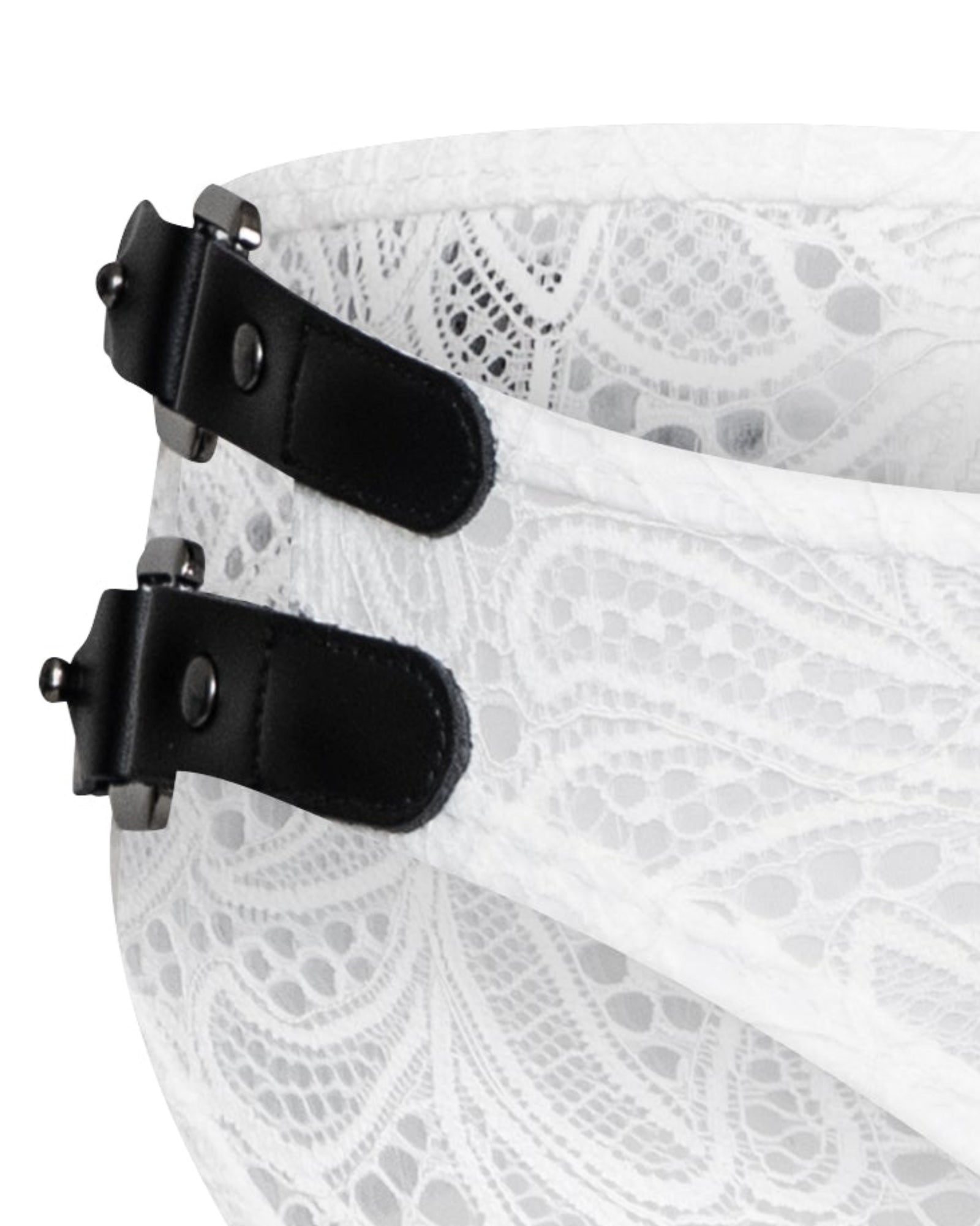 Leather-Trim Lace Brief - product view 9