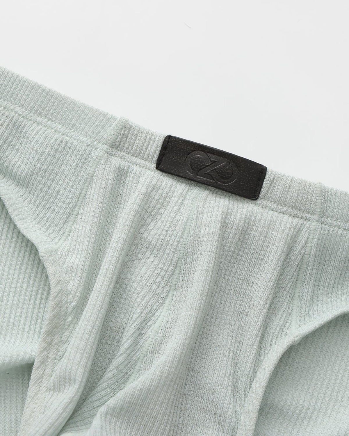 BSZN Crystal Veil V-Sculpt Brief — Pale green front logo detail.