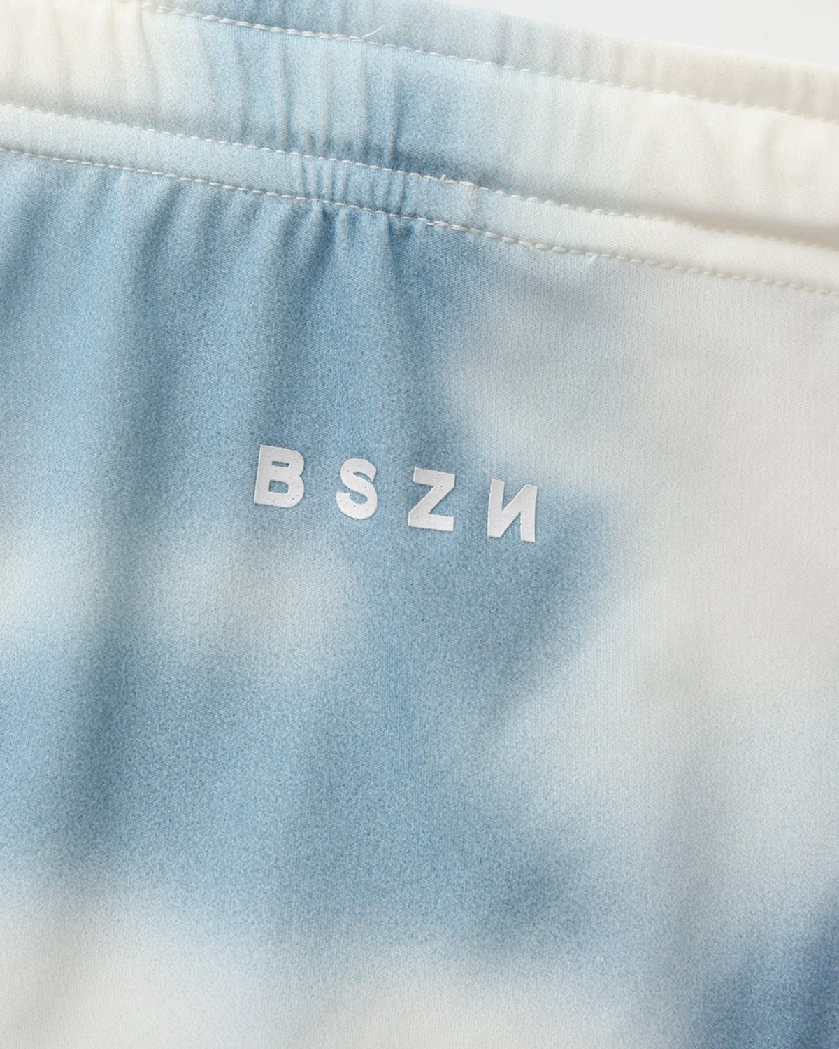 BSZN Dappled Print Swim Brief — Blue BSZN rear logo detail.