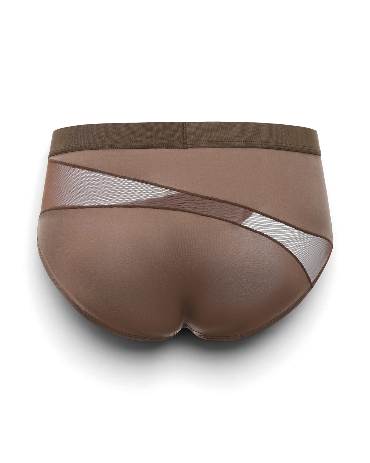 BSZN Midnight Shimmer Mesh-Panel Brief — Brown mesh back product view.