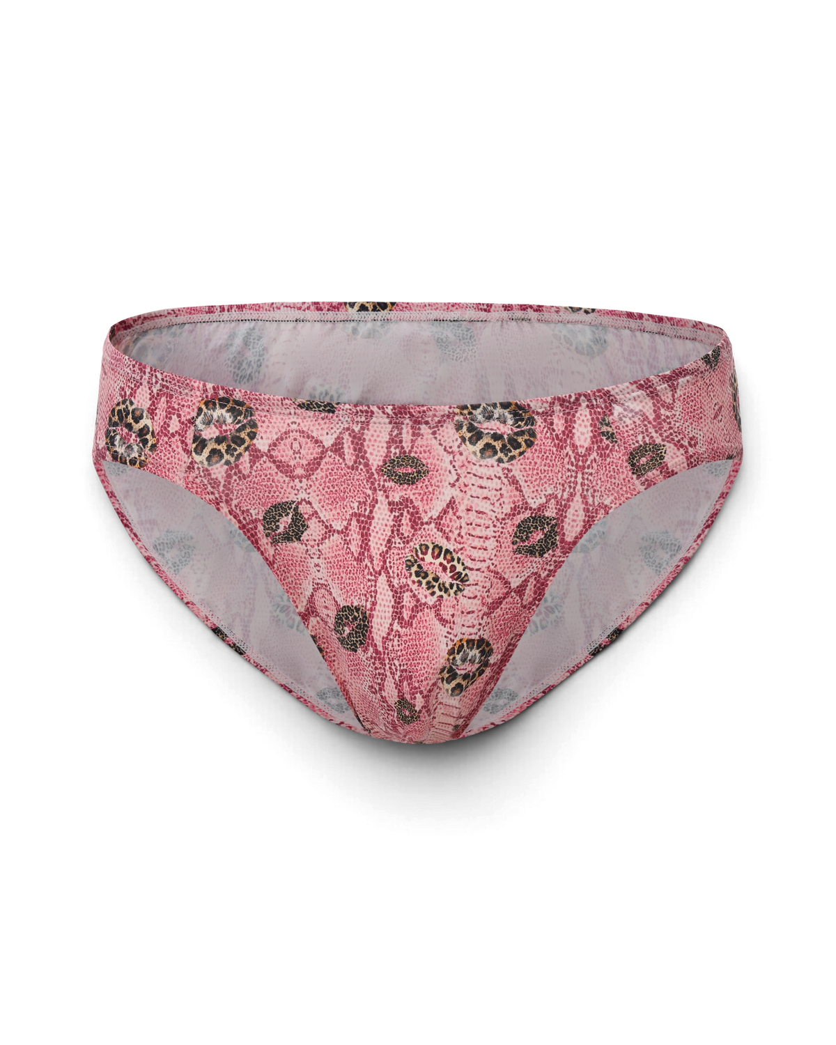 BSZN Wild Kiss Animal-Print Cutout Brief — Pink front product view.