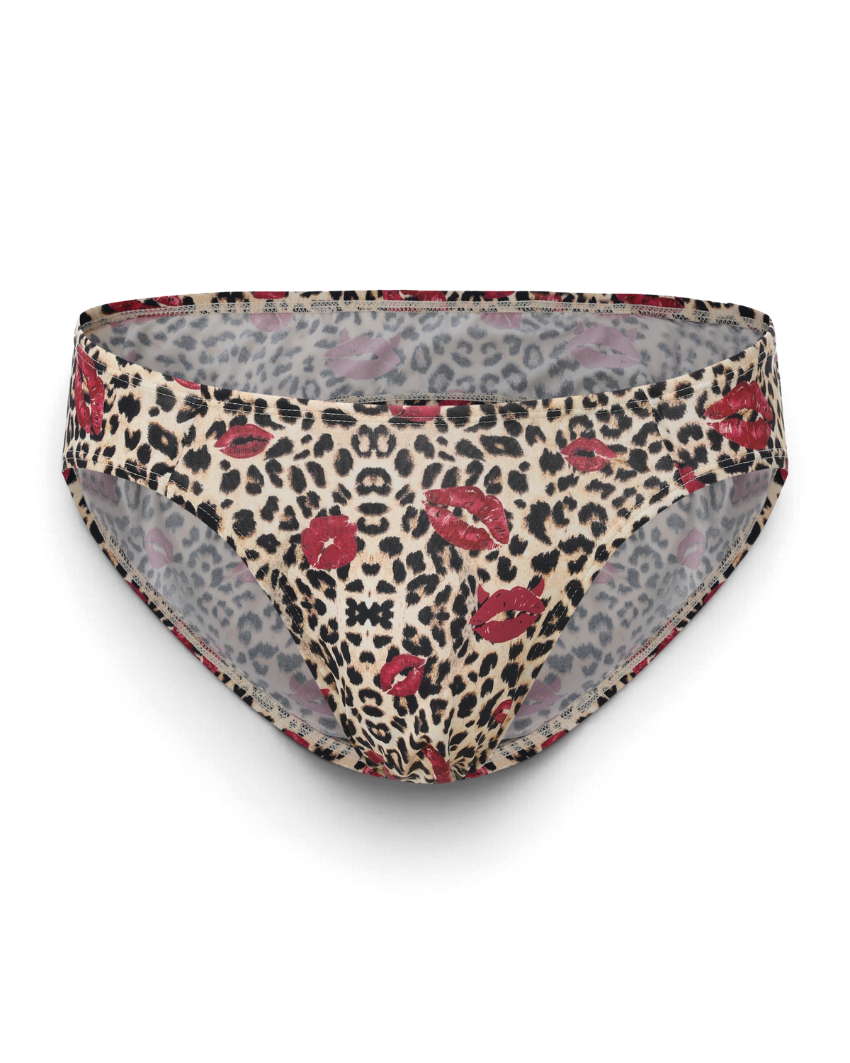 BSZN Wild Kiss Animal-Print Cutout Brief — Brown leopard front product view.