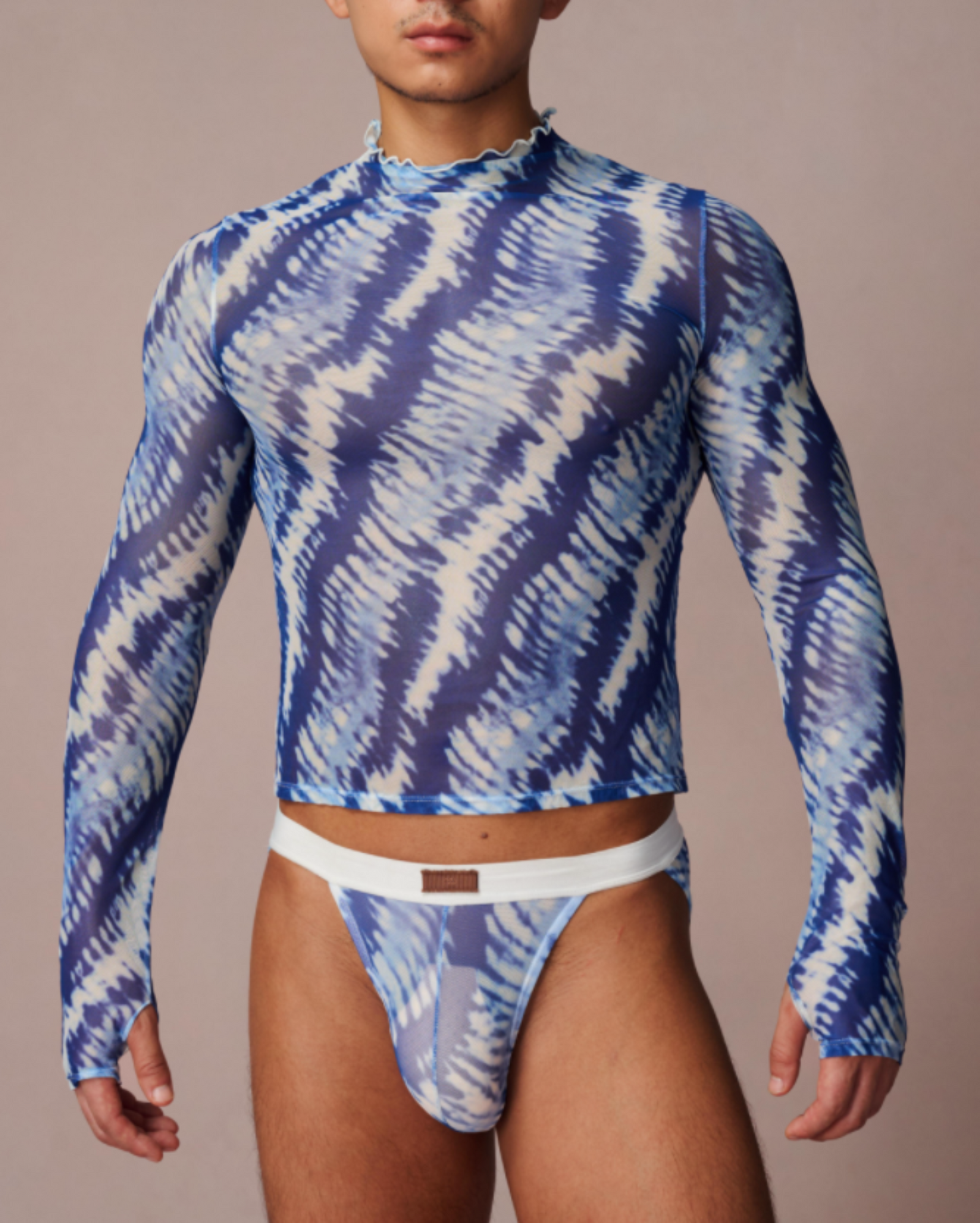 Tidal Trace Graphic Mesh Long Sleeve Top - product view 2