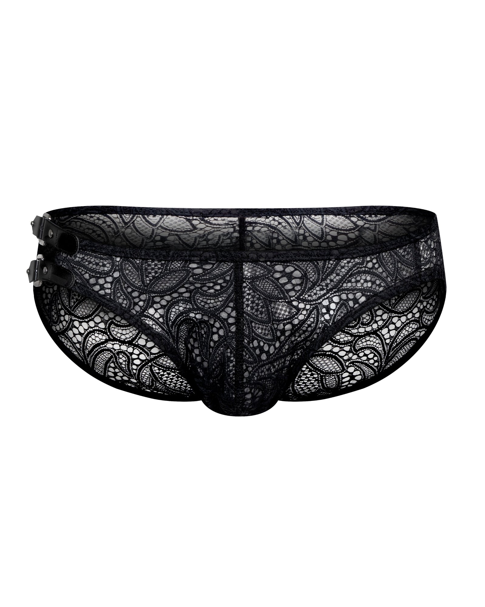 Leather-Trim Lace Brief - product view 2