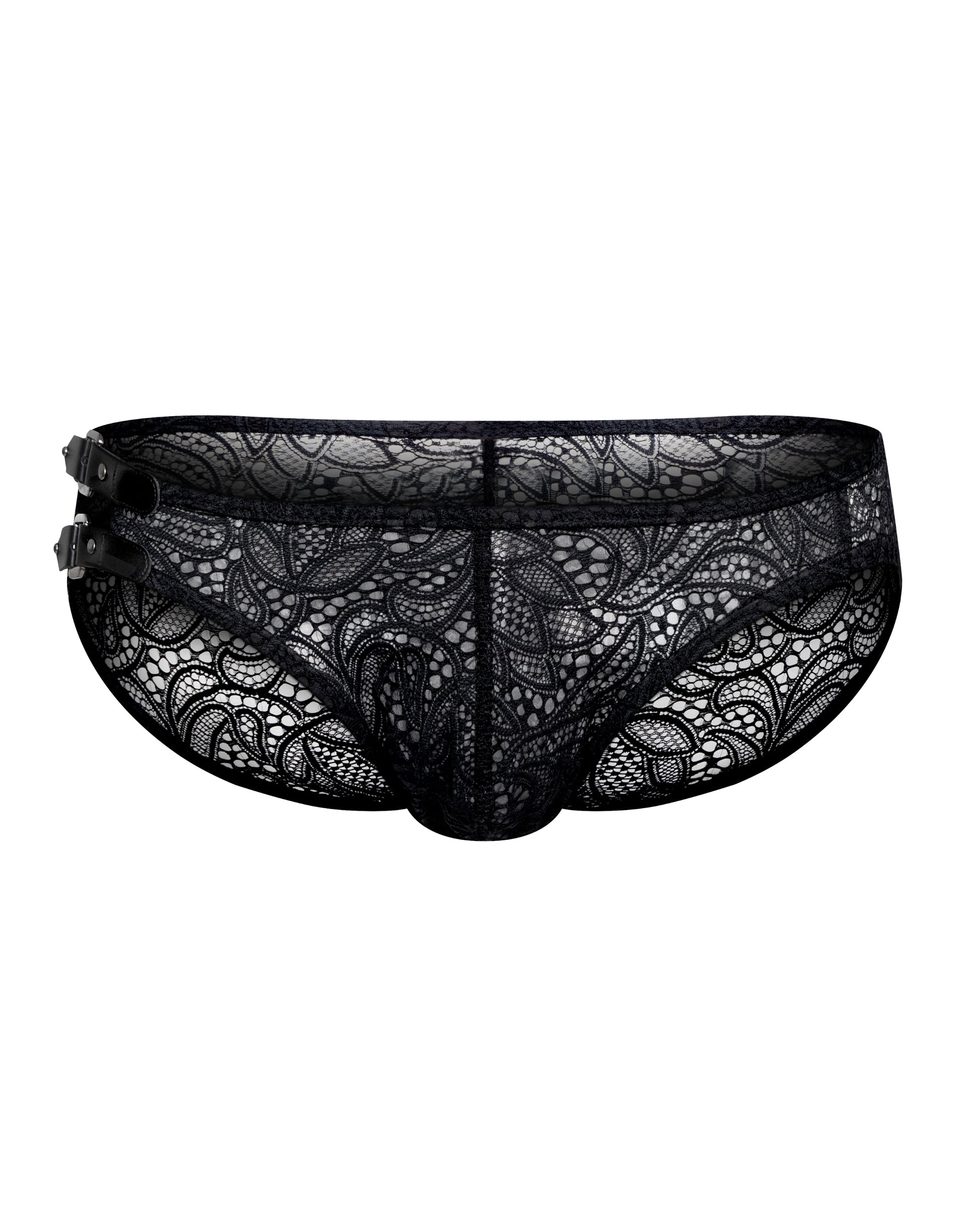 Leather-Trim Lace Brief - product view 2