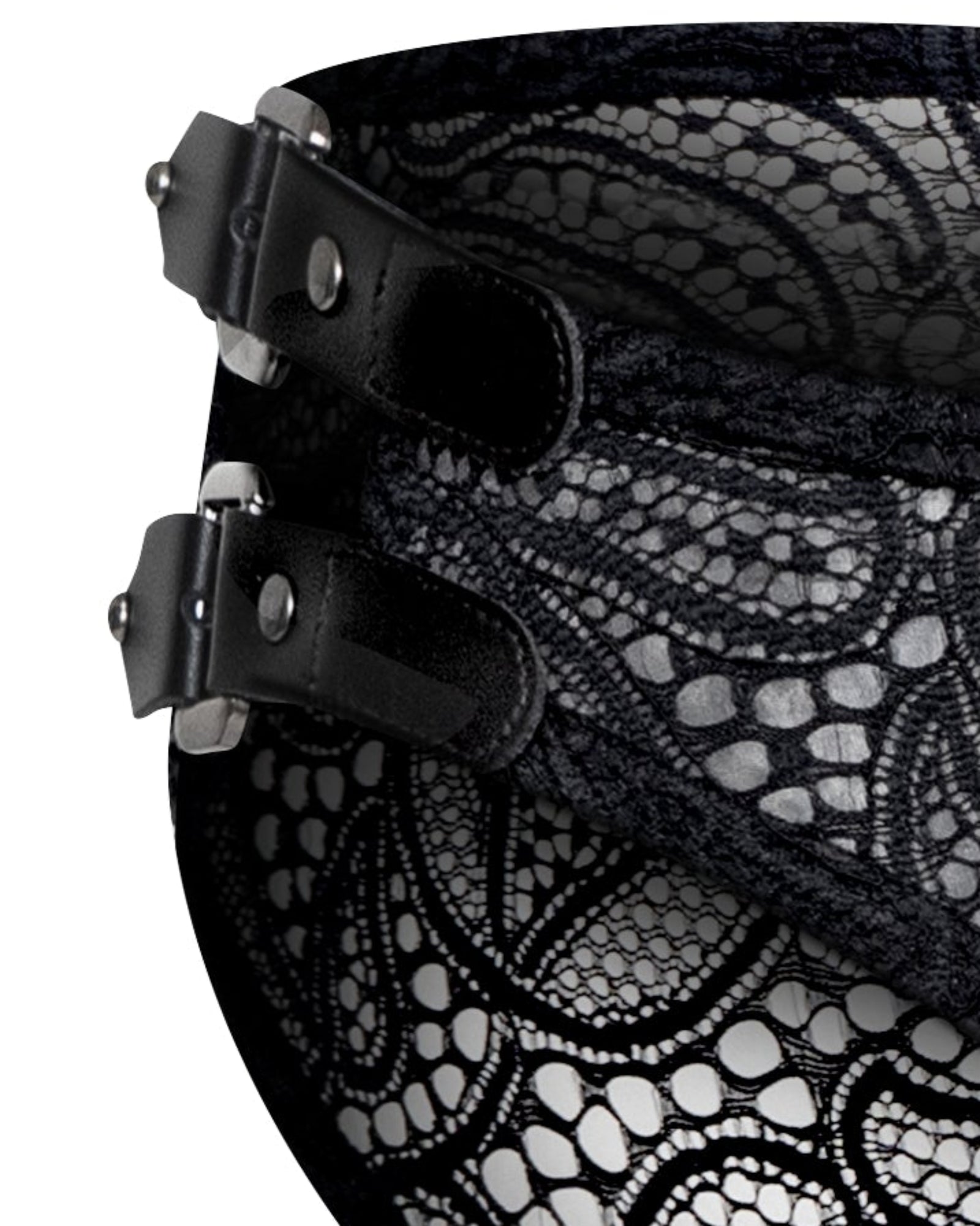 Leather-Trim Lace Brief - product view 10