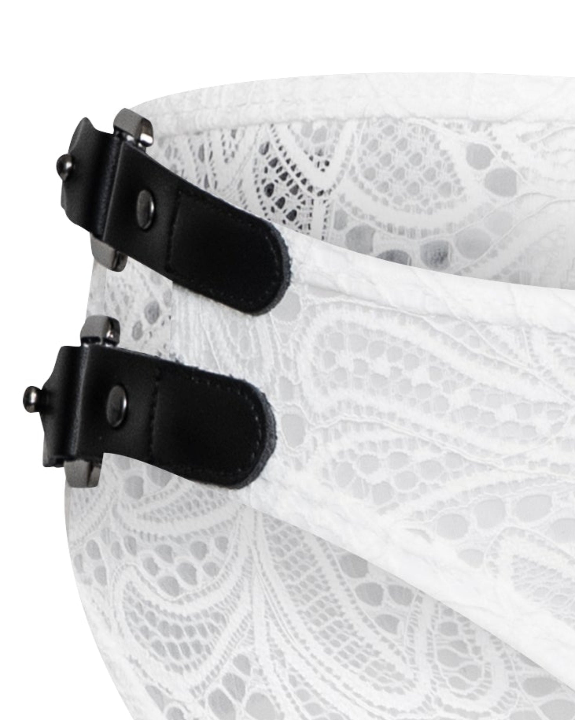 Leather-Trim Lace Brief - product view 9
