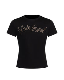 Made by God Crystal T-Shirt with crystal lettering