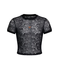 Paisley Lace Tee with sheer paisley lace