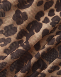 BSZN Animal-Print Cutout Mesh Thong, leopard sheer-mesh fabric close-up