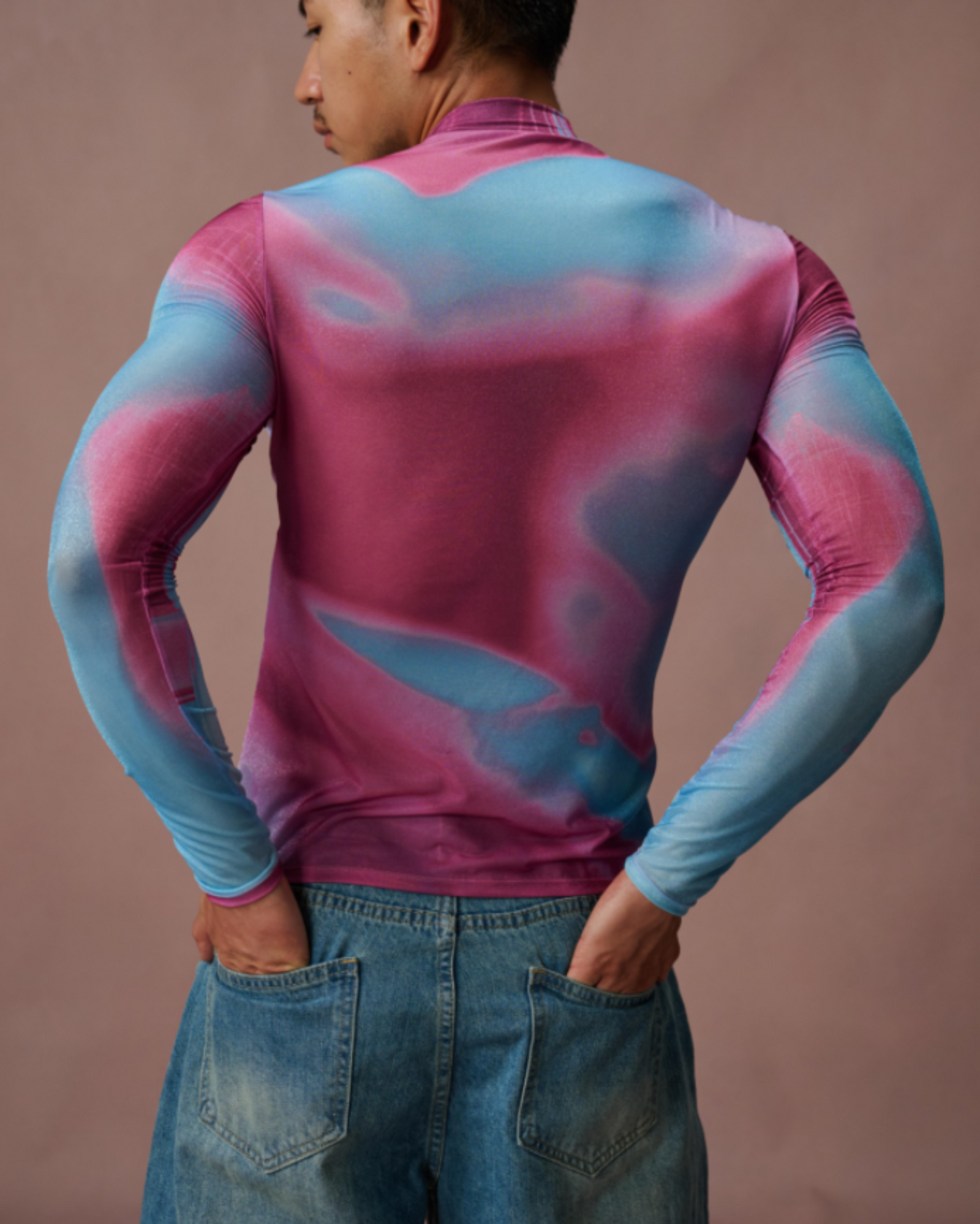 Body Print Sheer Mesh Long Sleeve Top - product view 10