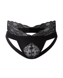 Lace Mesh Jockstrap with high scalloped lace waist