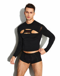 All-Seeing Eye Cutout Mesh Long Sleeve Top - product view 5