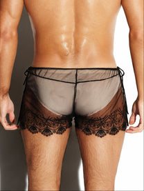 Floral Embroidered Sheer Lounge Shorts, alternate product view 3