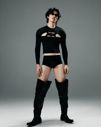 All-Seeing Eye Cutout Mesh Long Sleeve Top - product view 7