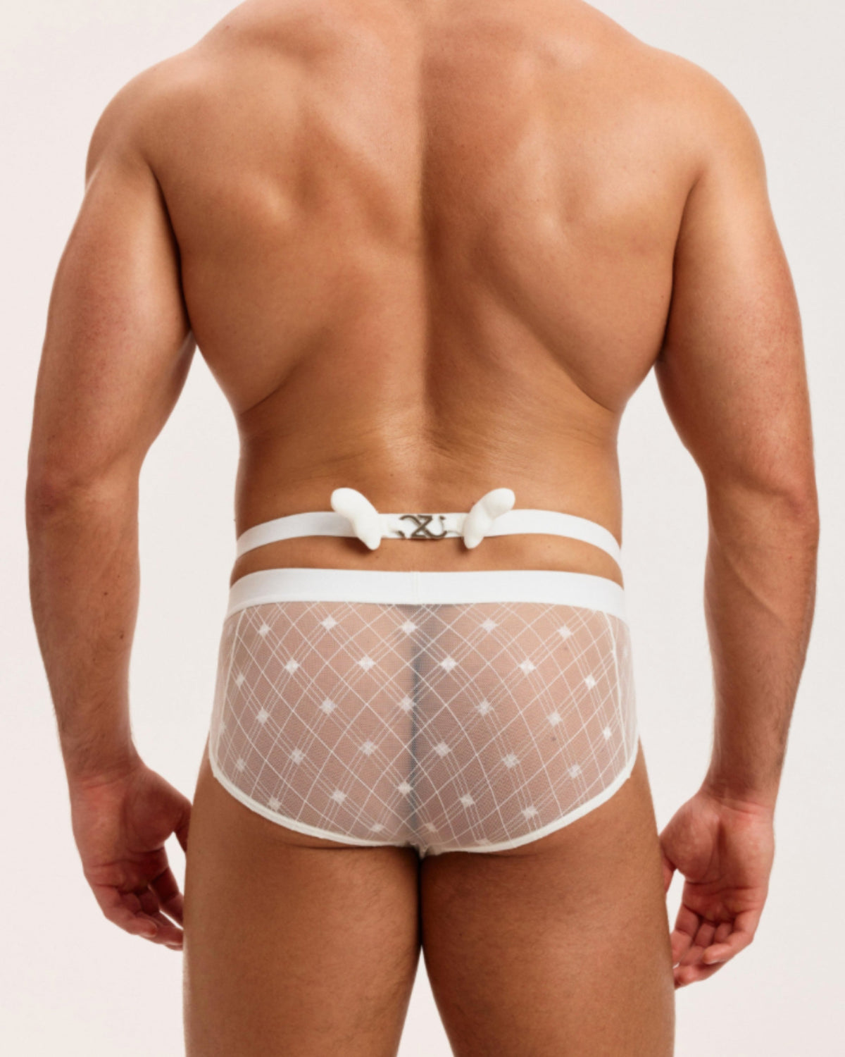 Sheer Argyle Double-Waist Brief