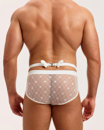 Sheer Argyle Double-Waist Brief