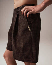 Reptile-Embossed Tailored Shorts