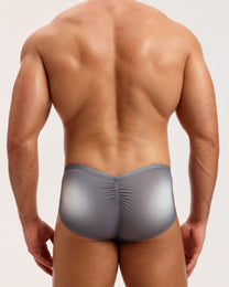 Sheer V-Waist Ruched-Back Brief
