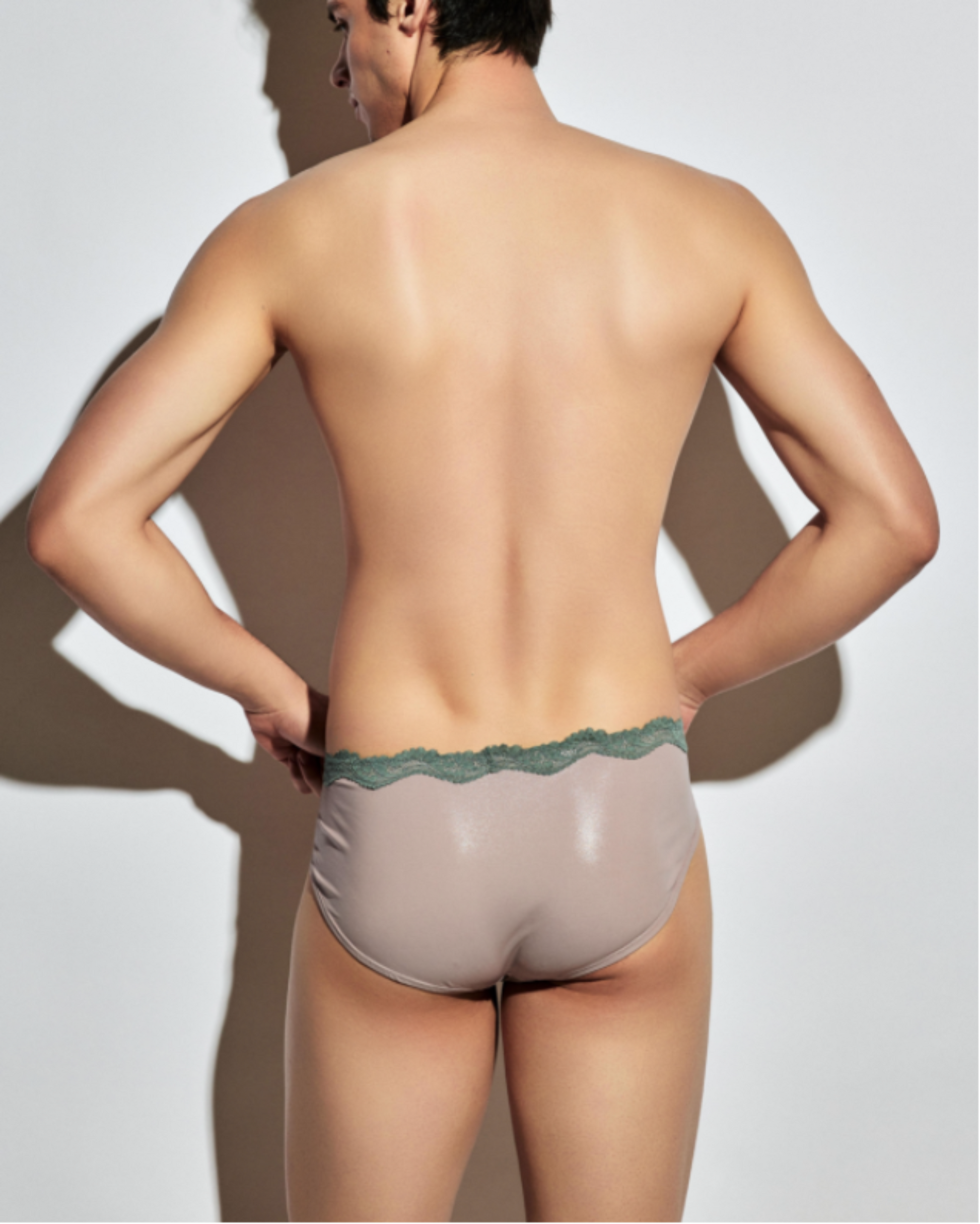 BSZN Faux-Leather Lace-Trim Brief, alternate product view 5