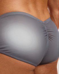 Sheer V-Waist Ruched-Back Brief