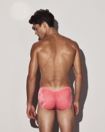 BSZN Shimmer Horseshoe Ring Brief — Pink ruched back on model.