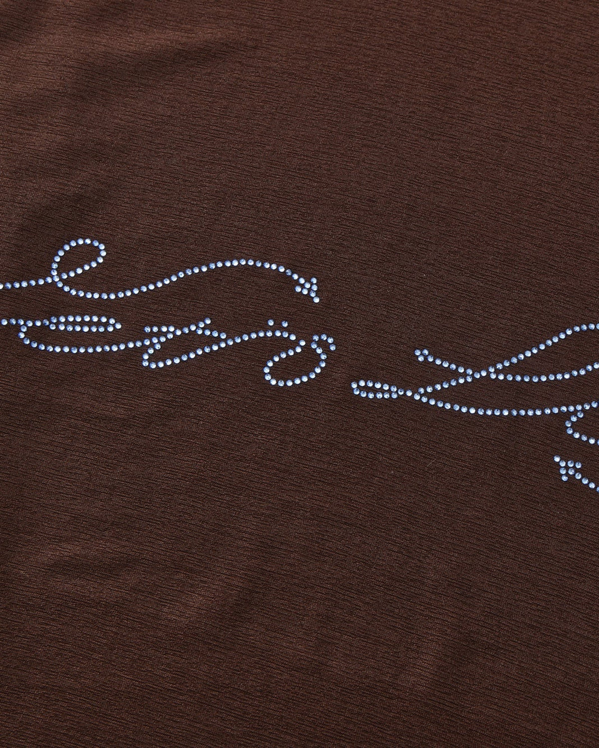 BSZN Crystal Sheer Tank Top — Rhinestone lettering close-up.