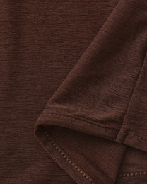BSZN Crystal Sheer Tank Top — Brown hem stitching detail.