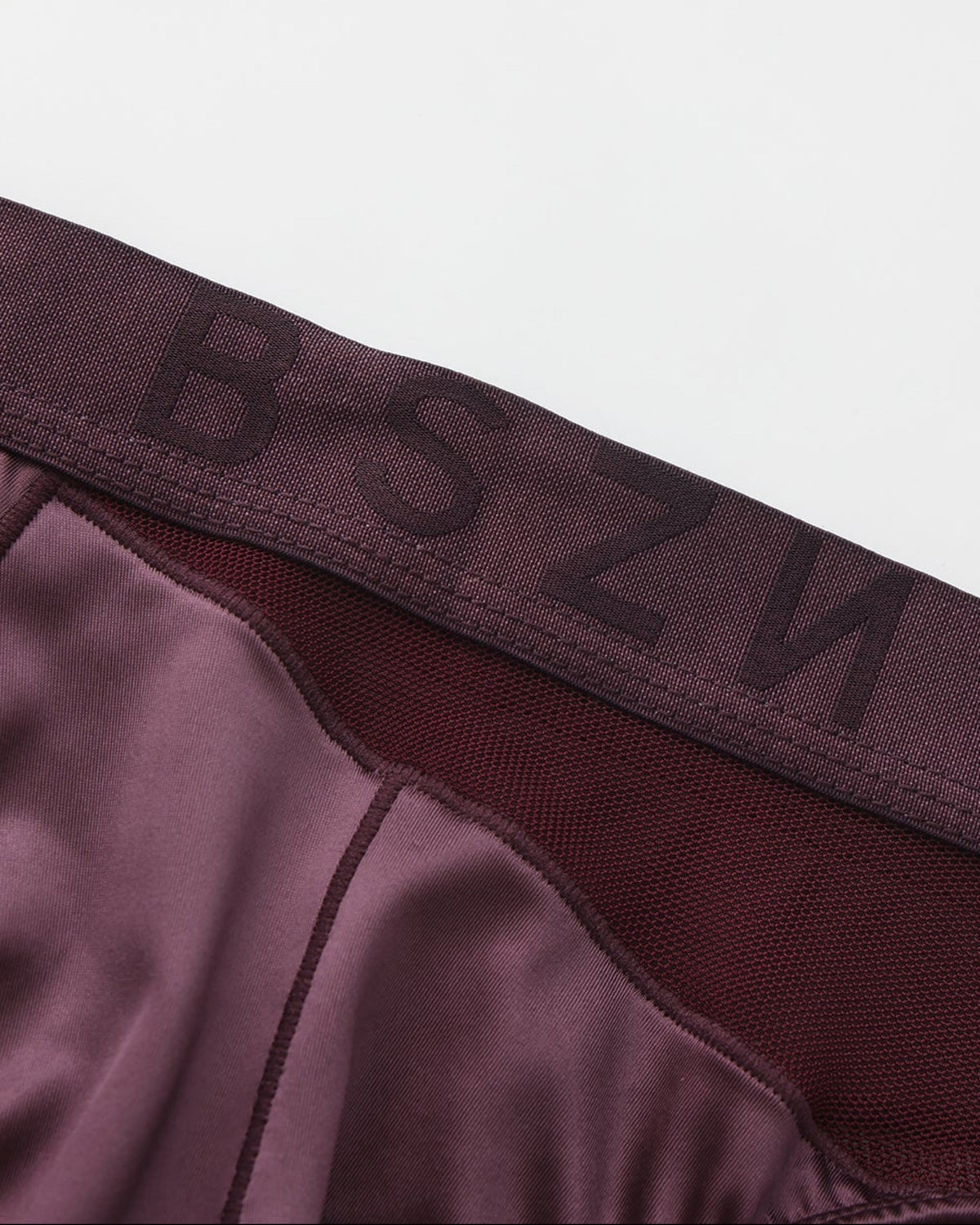 BSZN Midnight Shimmer Mesh-Panel Brief — Purple BSZN waistband and mesh detail.