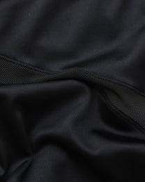 BSZN Midnight Shimmer Mesh-Panel Brief — Black satin-look fabric close-up.