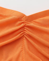 BSZN Crystal Veil V-Sculpt Brief — Orange center-back ruching detail.