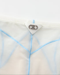 BSZN Sheer Contrast-Seam Brief — White rear metal logo detail.