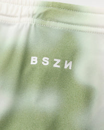 BSZN Dappled Print Swim Brief — Green BSZN rear logo detail.