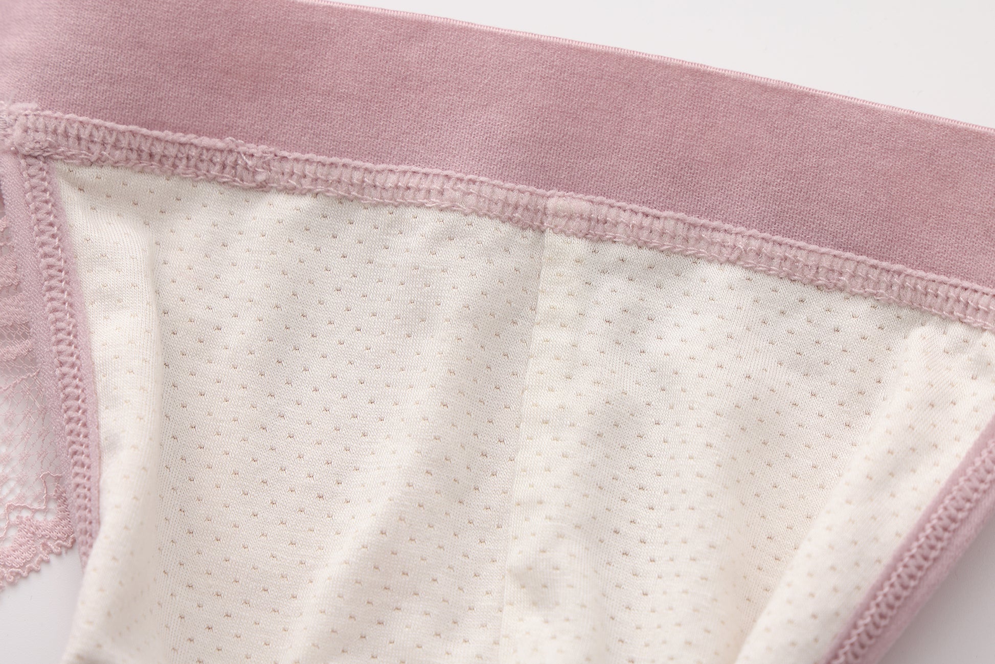 Close-up of the pink jockstrap pouch lining and stretch binding
