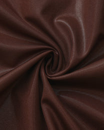 Close-up of the gathered glossy brown stretch fabric