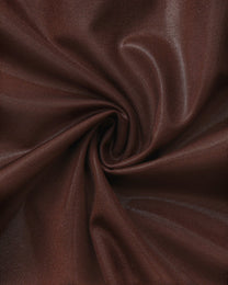 Close-up of the gathered glossy brown stretch fabric