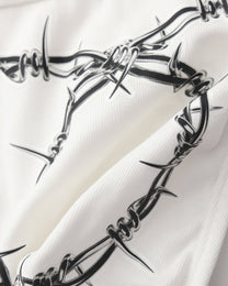 BSZN Thorn Print Thong, white barbed-wire print detail