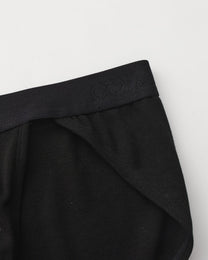 BSZN Thorn Print High-Cut Brief, black waistband and seam detail