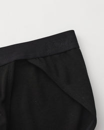 BSZN Thorn Print High-Cut Brief, black waistband and seam detail