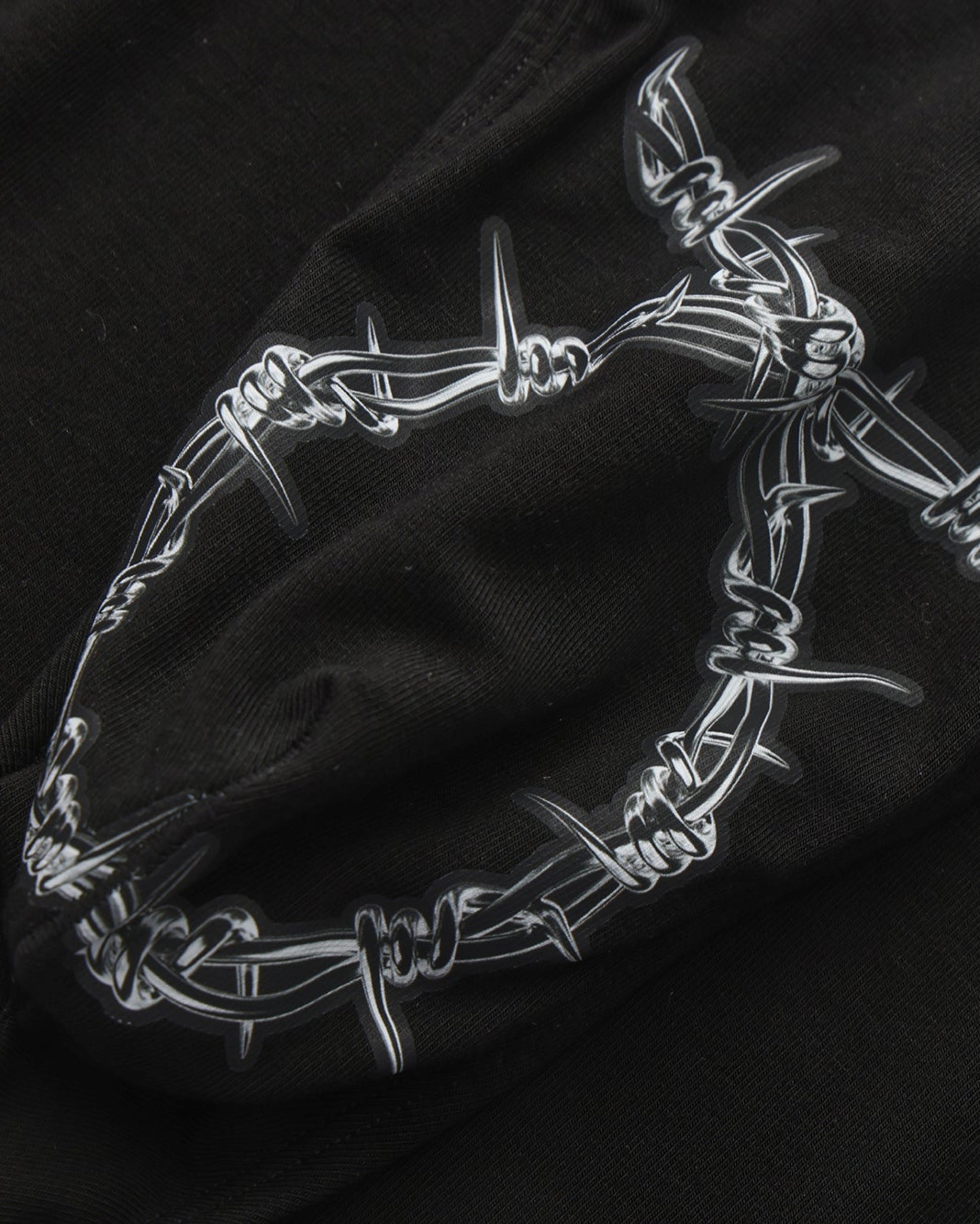BSZN Thorn Print High-Cut Brief, black metallic barbed-wire print detail