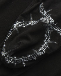 BSZN Thorn Print High-Cut Brief, black metallic barbed-wire print detail