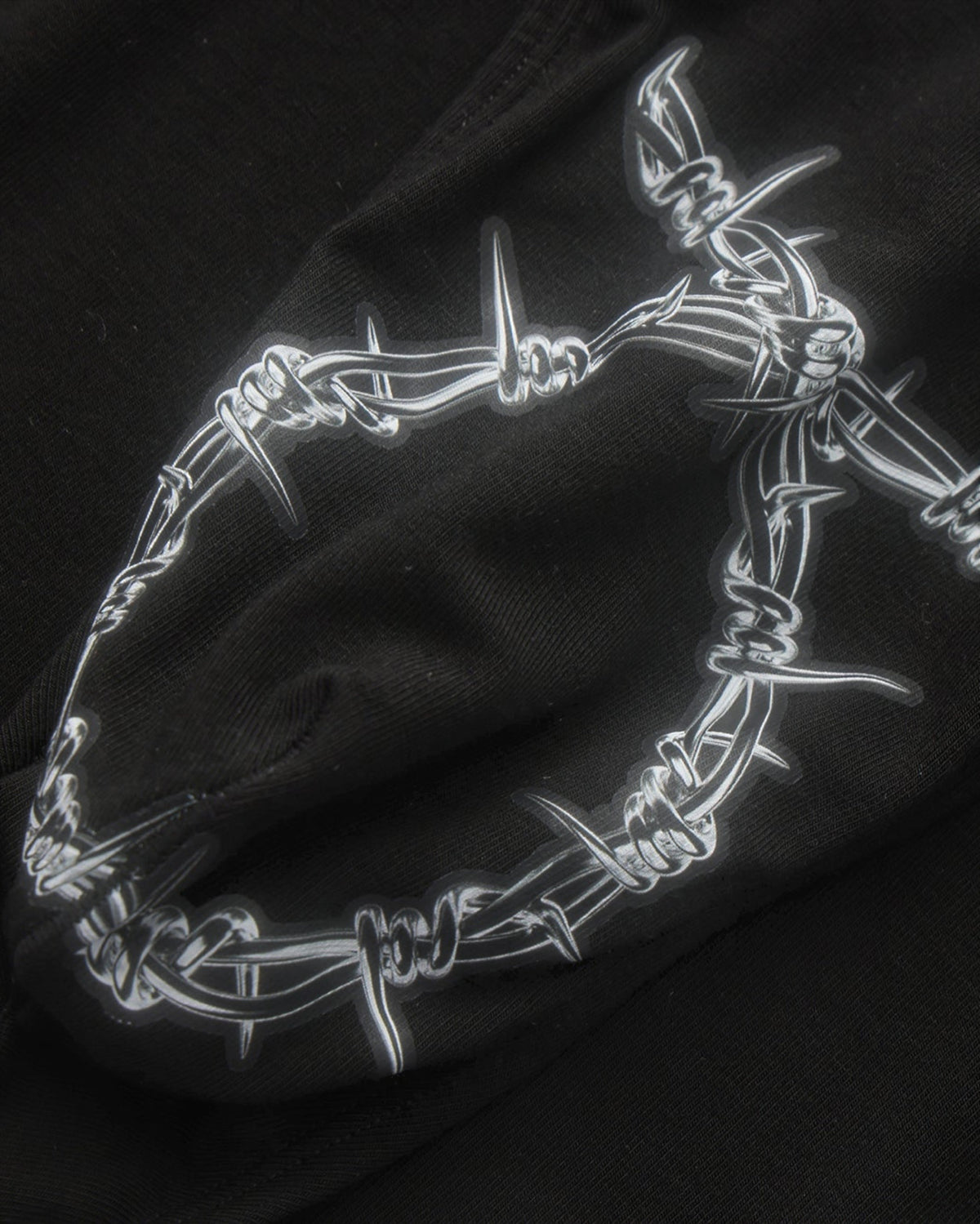 BSZN Thorn Print High-Cut Brief, black metallic barbed-wire print detail