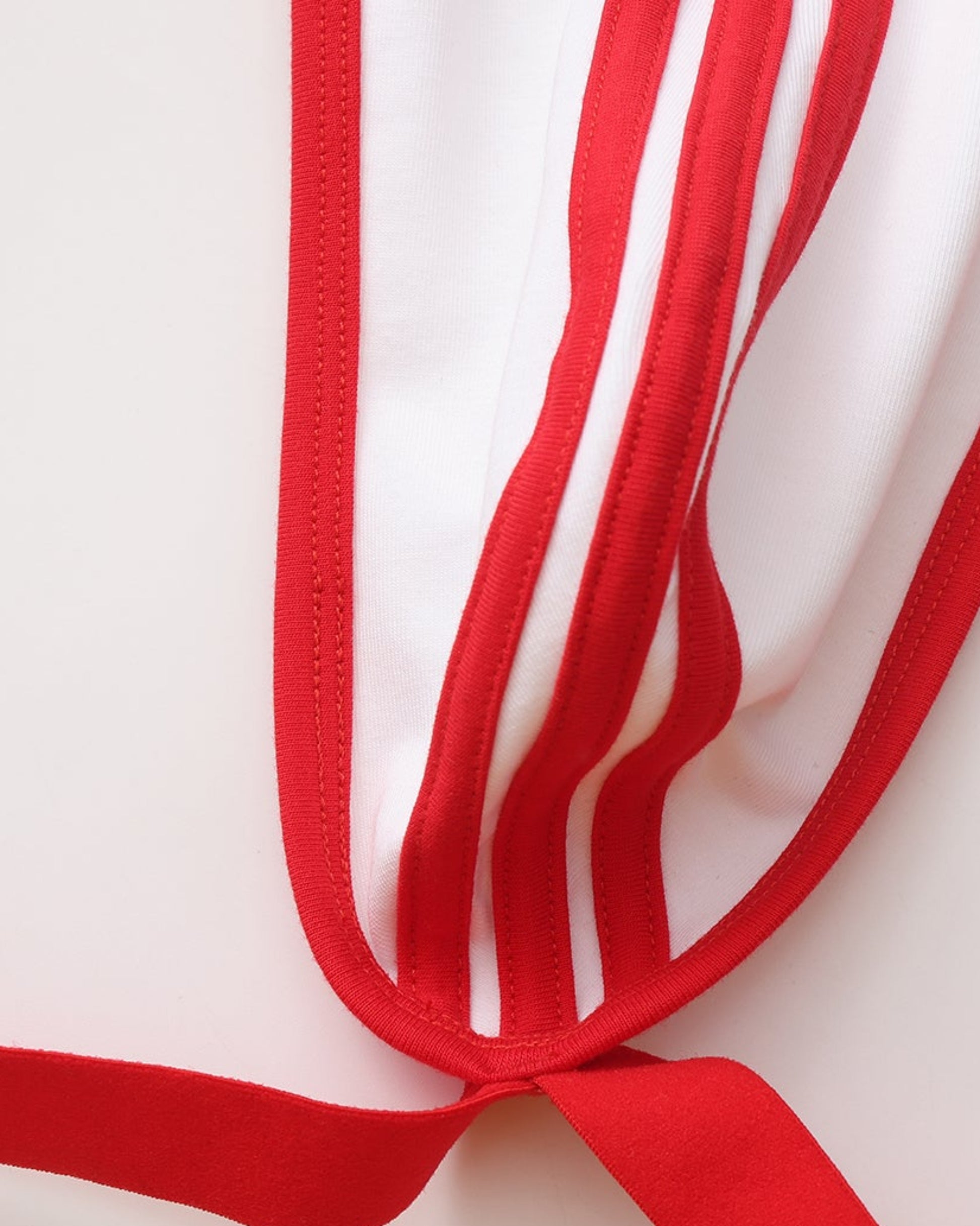 BSZN Vivid Contrast Pouch Jockstrap, red elastic binding and strap construction detail