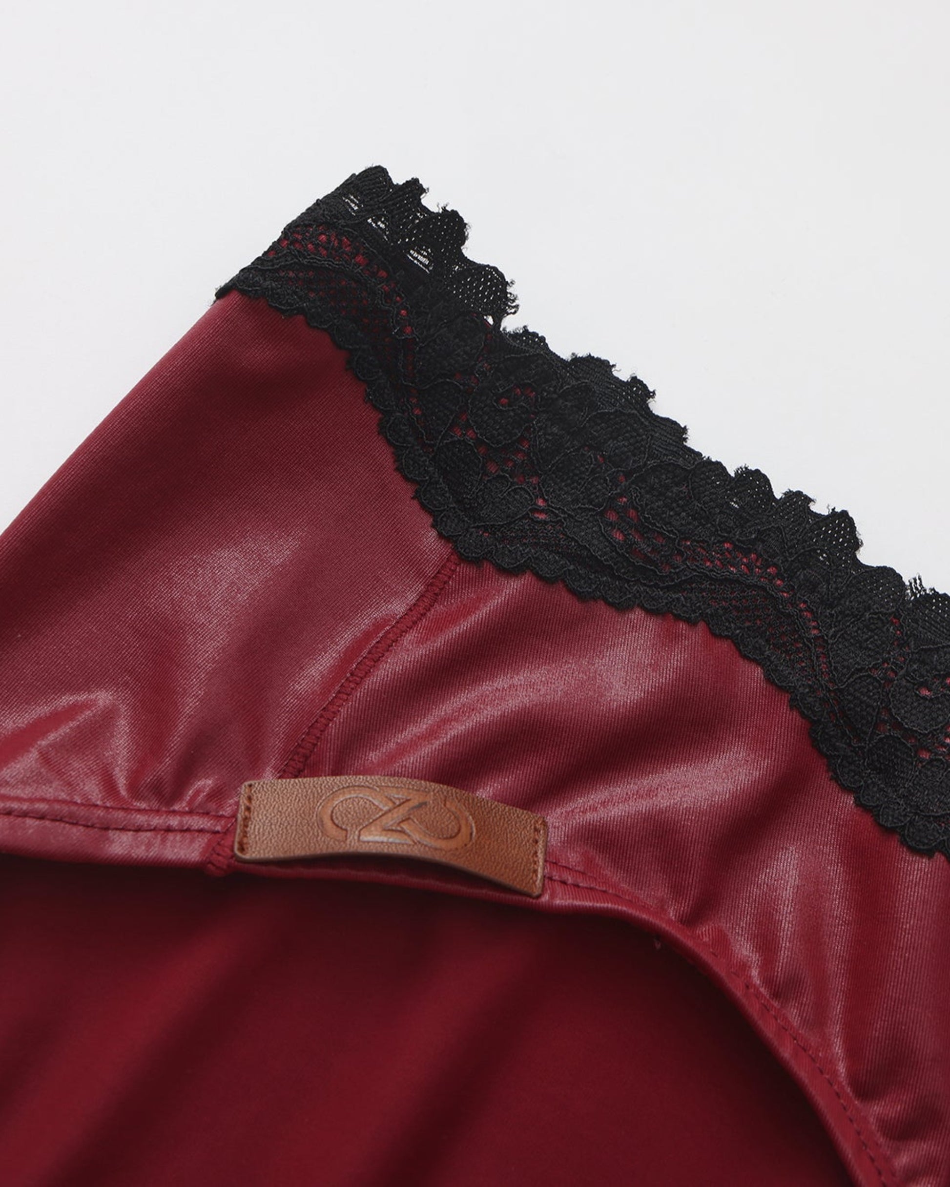 BSZN Faux-Leather Lace-Trim Brief, alternate product view 12