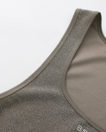 BSZN Metallic Shimmer Tank Top, bound neckline and metallic knit detail