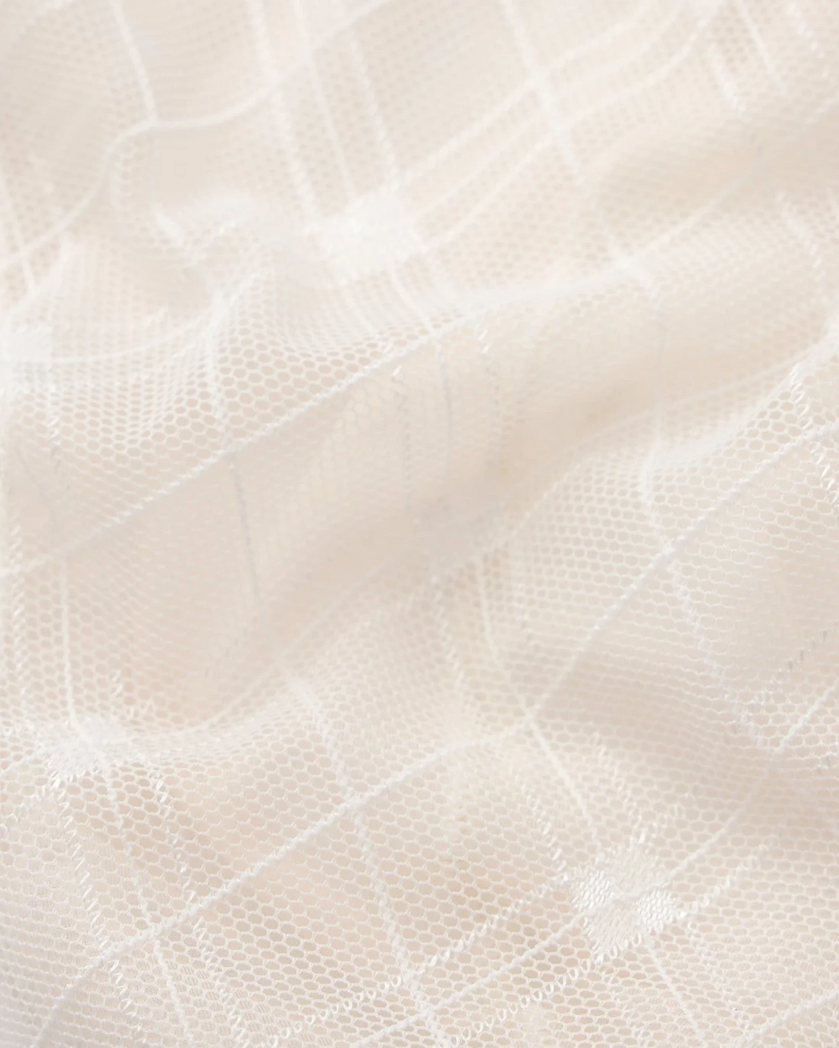 BSZN Sheer Argyle Double-Waist Brief, white argyle-pattern sheer-mesh close-up