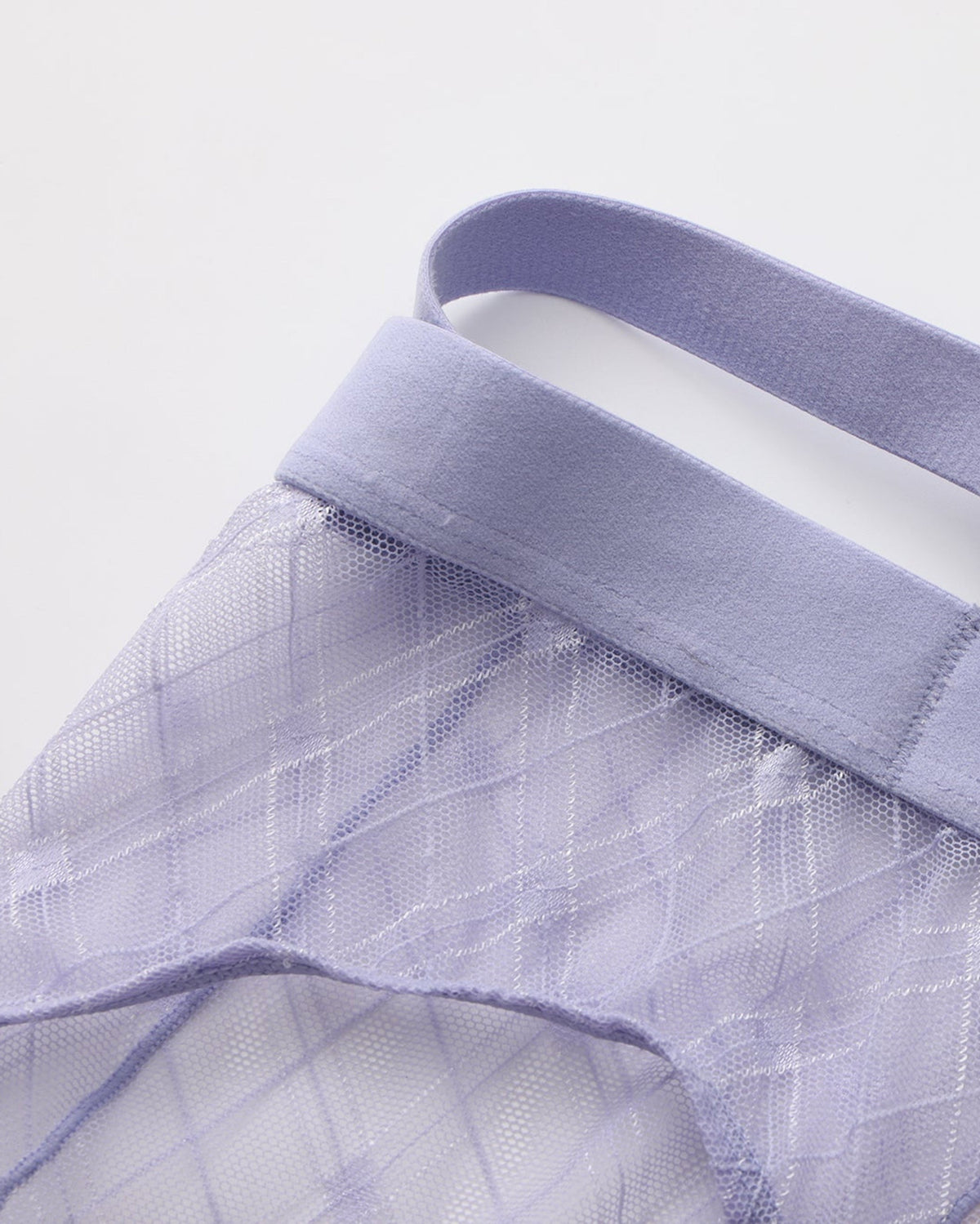 BSZN Sheer Argyle Double-Waist Brief, lavender double-waistband and horizontal rear-cutout detail