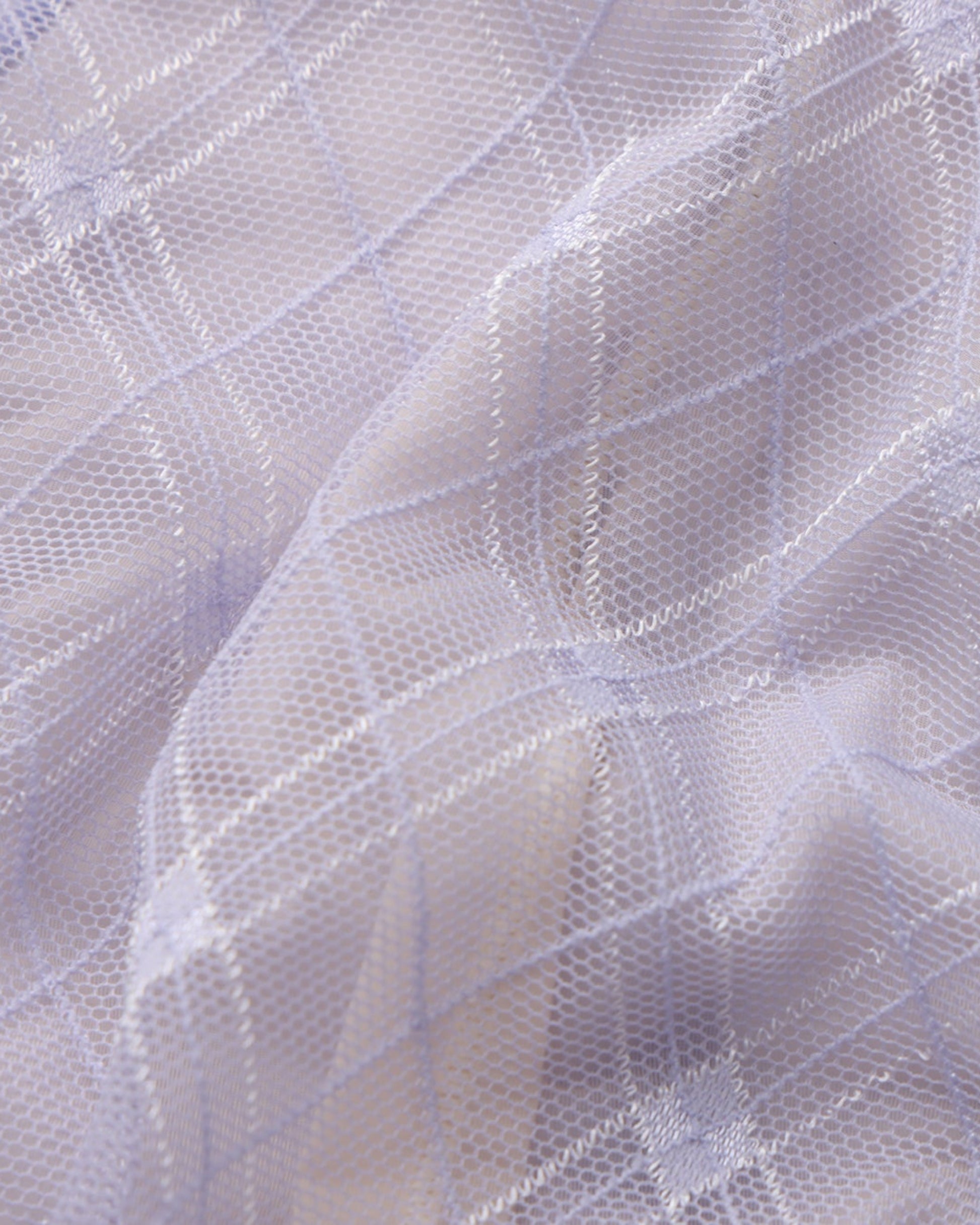 BSZN Sheer Argyle Double-Waist Brief, lavender argyle-pattern sheer-mesh close-up
