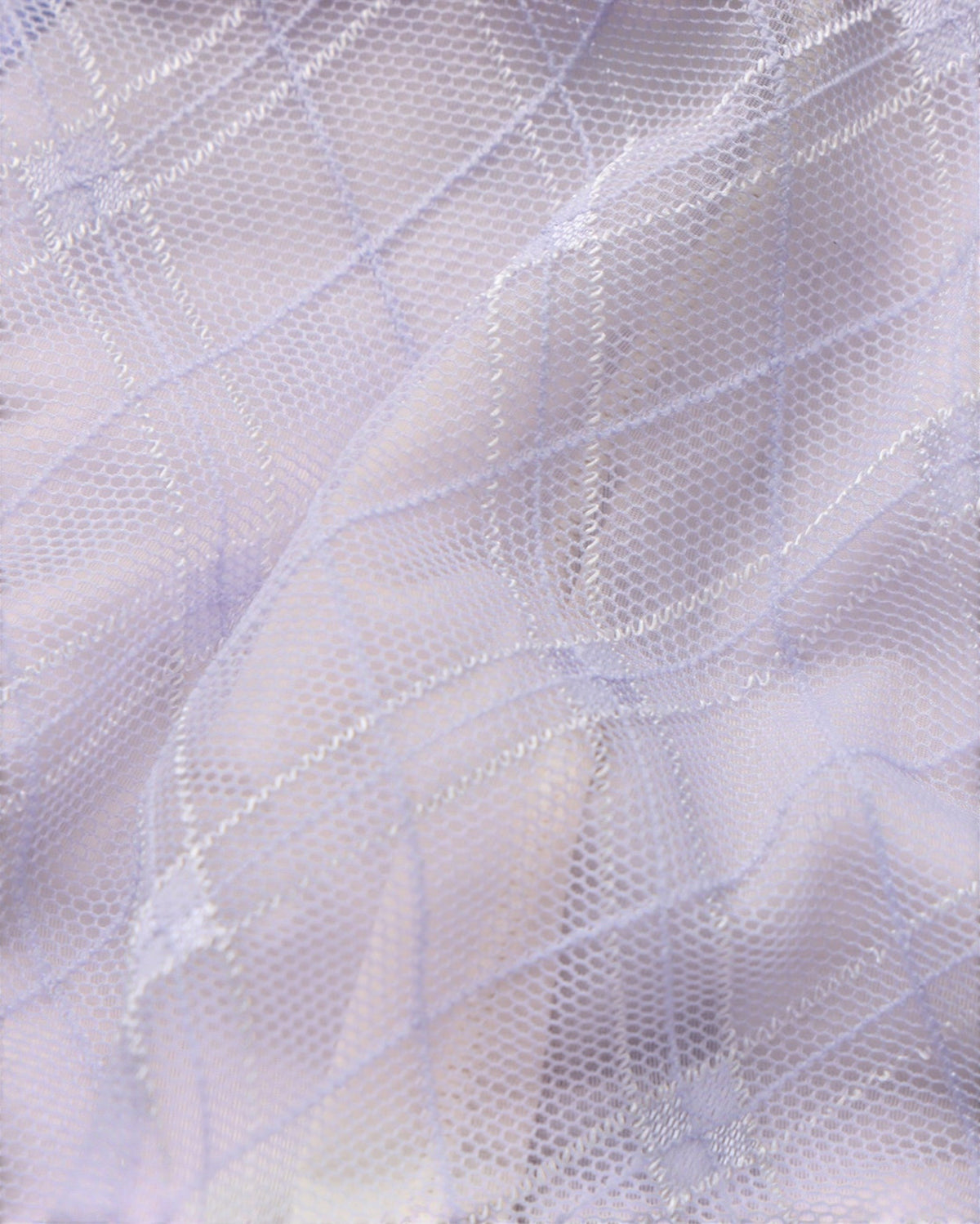 BSZN Sheer Argyle Double-Waist Brief, lavender argyle-pattern sheer-mesh close-up