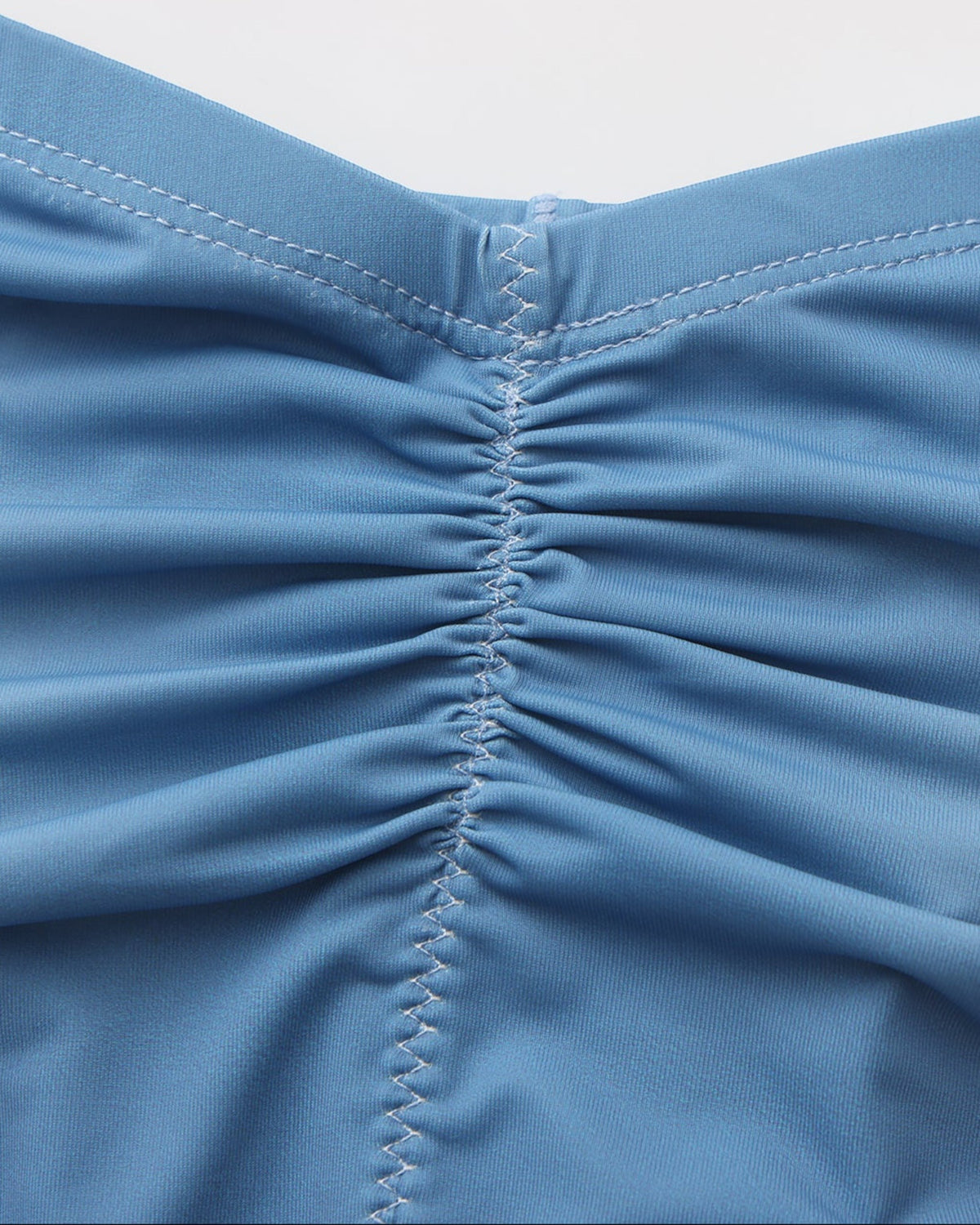 BSZN Sheer V-Waist Ruched-Back Brief, sky blue gathered center-back seam detail